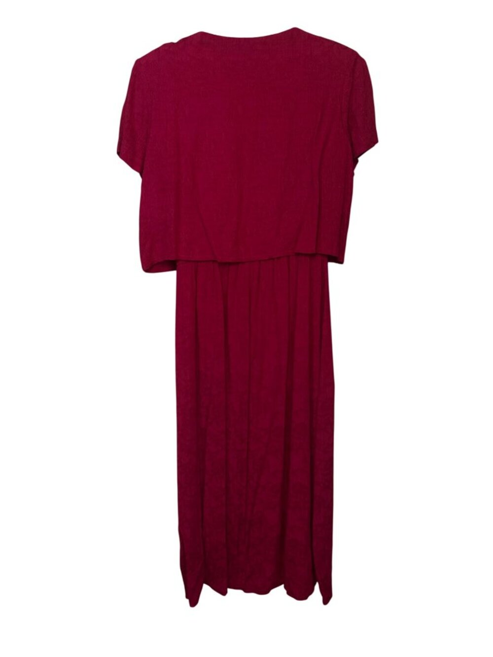 K Studio Womens Dress Red Size 10 Rayon Textured Short Sleeve Maxi - Picture 8 of 9